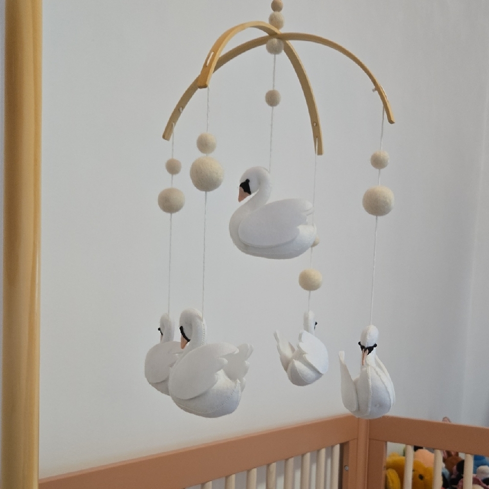 White Swan Baby Mobile